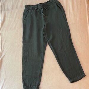 3 for 25! Loft Emory taper linen blend green ankle‎ pants, size small